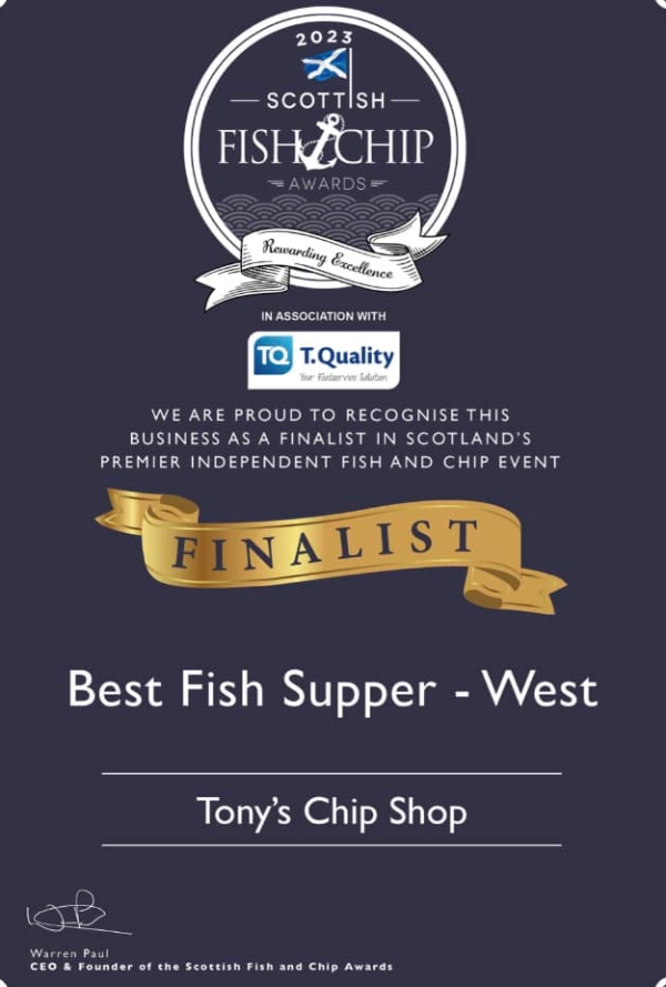 Award of Tony's Chip Shop in Coatbridge